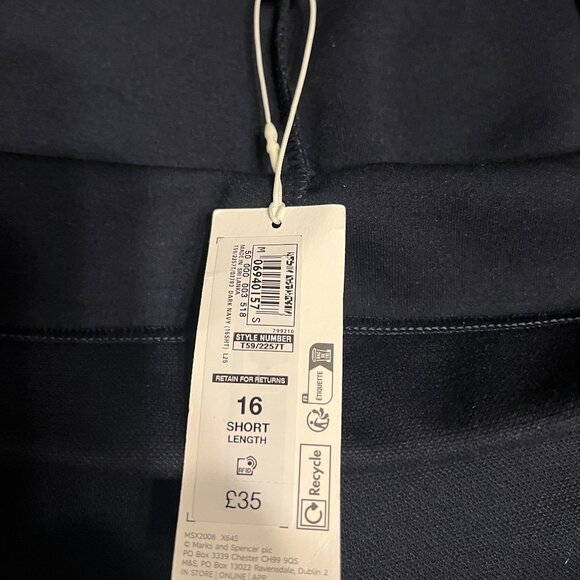 Marks & Spencer M&S Wide Leg Navy Pants Trousers, Size 12 Short (UK 16) NWT - Picture 5 of 10